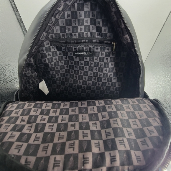 London Fog Quilted 100th Anniversary Black Libby Nylon Backpack Purse - LIKE NEW - Picture 9 of 14